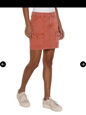 Liverpool Coral Pink Cargo Mini Skirt